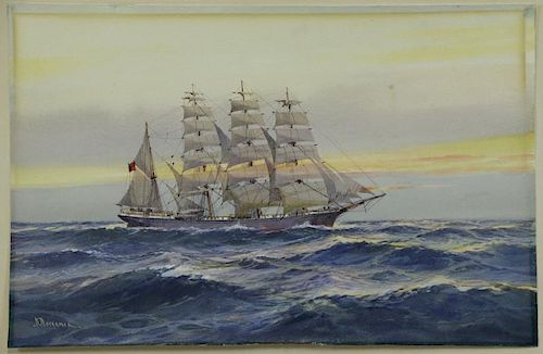 MACGREGOR, Robert. Watercolor of a Clipper Ship.