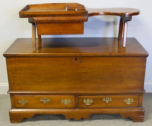 Antique Lift Top Trunk Together with a Work