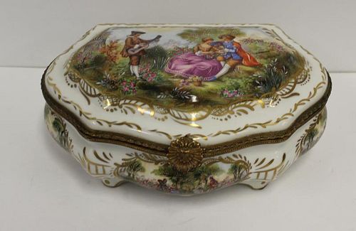 SEVRES. Large Decorated Porcelain Vanity Box.