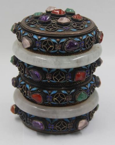 SILVER. Enamel Decorated Chinese Silver Covered
