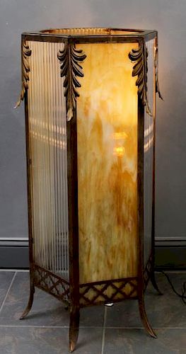 Antique Hanging Lantern Mounted as Lamp