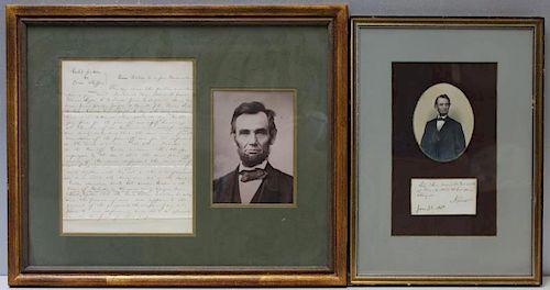 (Autographs) Abraham Lincoln. 2 Items.