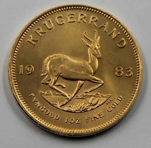 GOLD. 1983 South African Krugerrand Gold Coin.