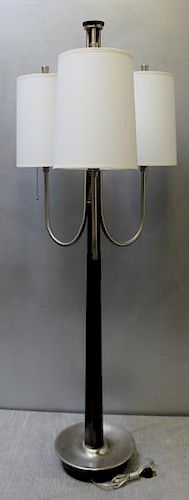 Midcentury Parzinger Style 3 Arm Walnut Lamp.