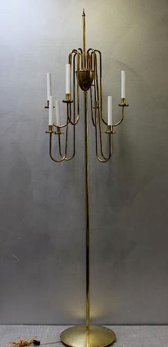 Midcentury Tommi Parzinger Style Brass Floor Lamp.