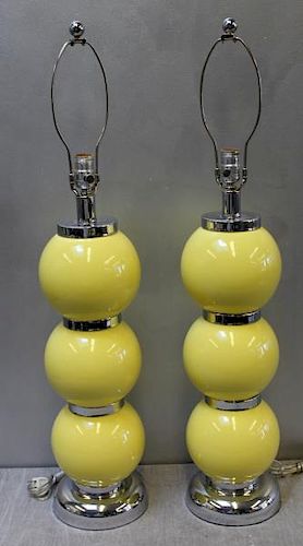 1960s Modern Pair of Stacked Ball Lamps.
