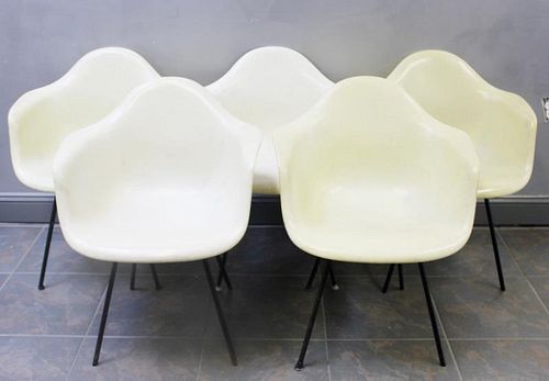 5 Early Eames DAX Chairs Including Rope Edge