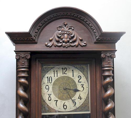 Carved German Tall Case Clock.