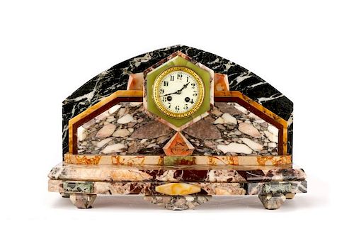 Art Deco Marble & Onyx Mantel Clock