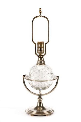 Controlled Bubble Glass Table Lamp, Steuben (Attr)