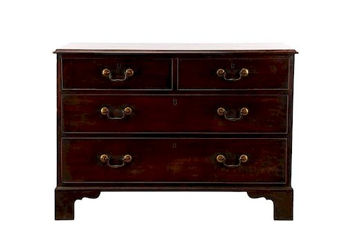 George III Mahogany Four Drawer Chest, E.19th C.