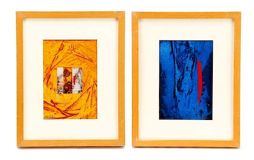 Two Richard Carlson Abstract Mixed Media Works