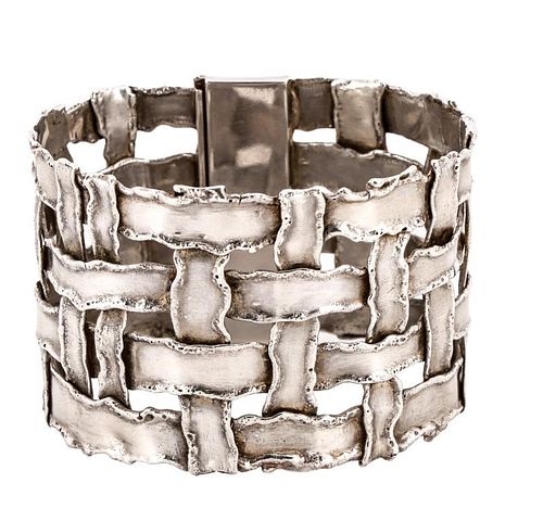 Cummings Style Woven Sterling Silver Bracelet