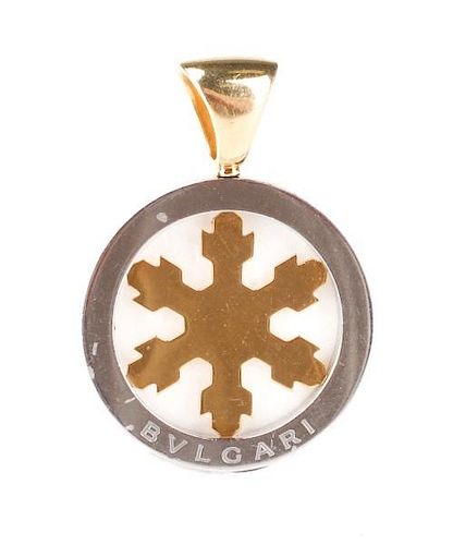 Bulgari Two Tone Snowflake Necklace Pendant