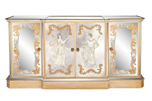 American Eglomise Mirrored Drinks Bar Cabinet