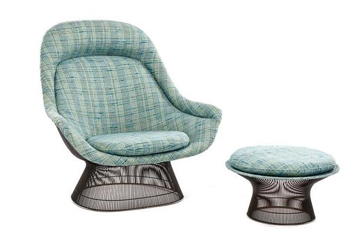 Warren Platner High-Back Lounge Chair & Ottoman