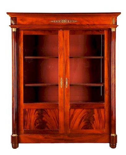 French Empire Style Flame Mahogany Display Cabinet