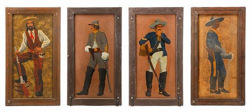 Collection Of Four Western Theme Saloon Panels