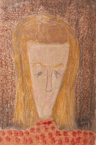 Milton Avery (American,1885-1965).Â Portrait of a Young Girl,Â Monotype & Mixed Media on Paper, Estate of Sally Avery