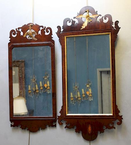 2 Antique Chippendale Style Mahogany Mirrors