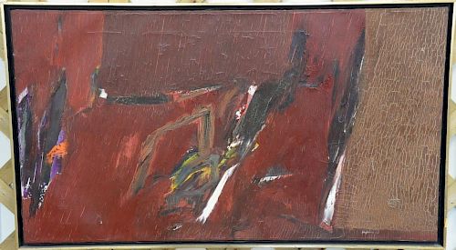 Budd Hopkins (American, 1931-2011), Juarez, acrylic on canvas, signed lower right 'Hopkins 63', 18" x 32".
