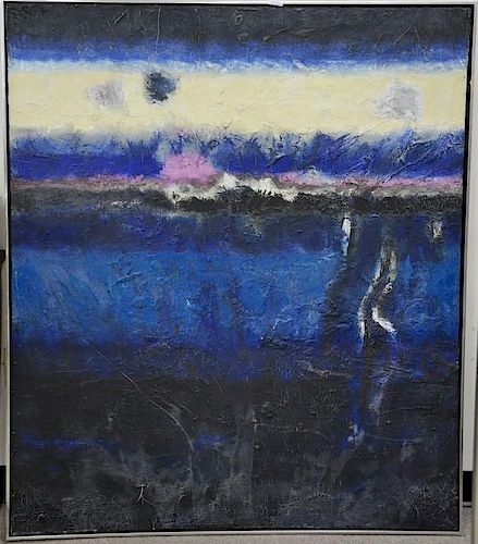 Lawrence Calcagno (1913-1993) oil on canvas Blu Land III 1962, signed on reverse 'Calcagno', 54" x 46".