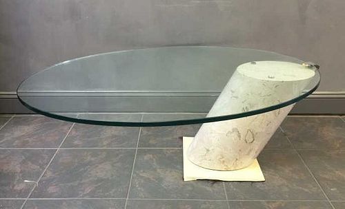 Italian Midcentury Coffee Table with Marble Base.