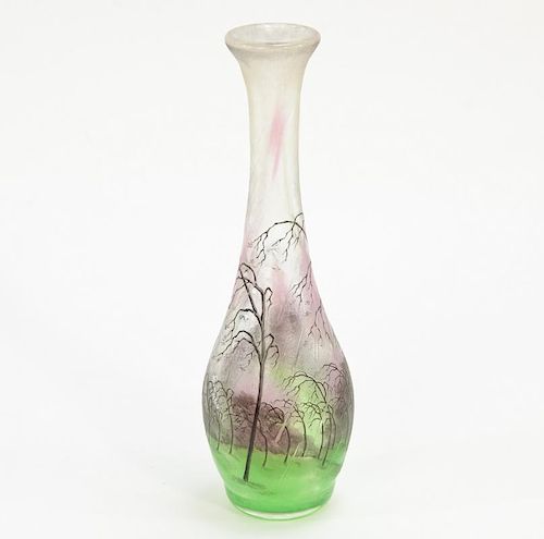 Daum Nancy Glass Landscape Vase