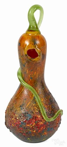 Daum Nancy art glass gourd vase, 11 1/4'' h.