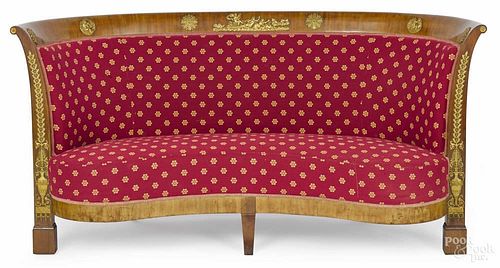 French mahogany veneer and ormolu mounted kidney sofa, Second Empire, 37 1/2'' h., 75'' w.