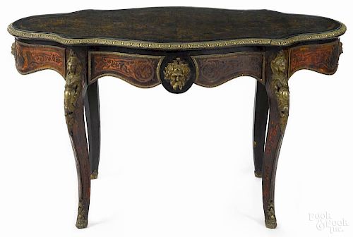 French ormolu mounted boulle salon table, late 19th c., 30 1/2'' h., 55 1/2'' w., 34 1/2'' d.