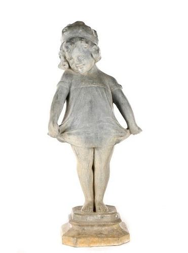 Lead Garden Sculpture, "Little Girl In Bonnet"