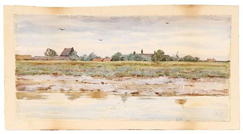 Dutch School, "Landscape With Calm Sea", 1887