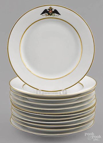 Set of twelve Russian Nicholas II period Imperial porcelain plates