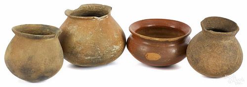 Four pre-Columbian pottery vessels, tallest - 5 1/2''.