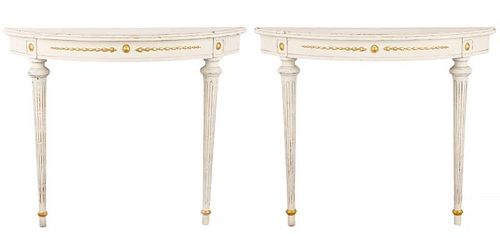 French Neoclassical Style Gilt Console Tables
