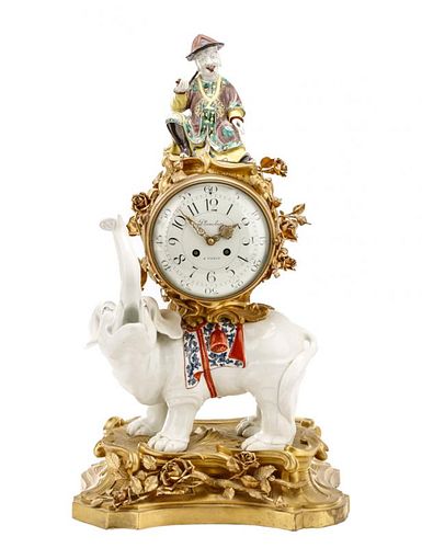 After Balthazard Porcelain & Gilt Figural Clock