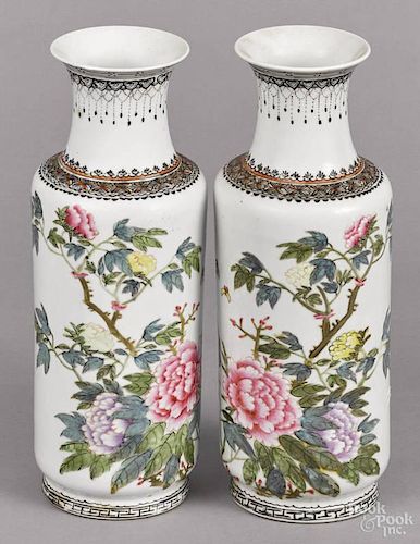 Pair of Chinese porcelain vases, ca. 1940, 13 3/4'' h.
