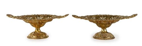 Pair, English Gilt Silverplate Rococo Style Tazze