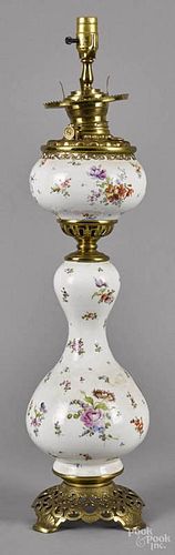 Dresden porcelain table lamp, early 20th c., 25'' h.