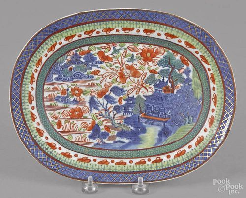 Chinese Wucai porcelain small platter, 19th c., 7 3/4'' x 10''.