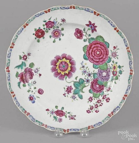 Chinese famille rose porcelain plate, 18th c., 11 1/8'' dia.