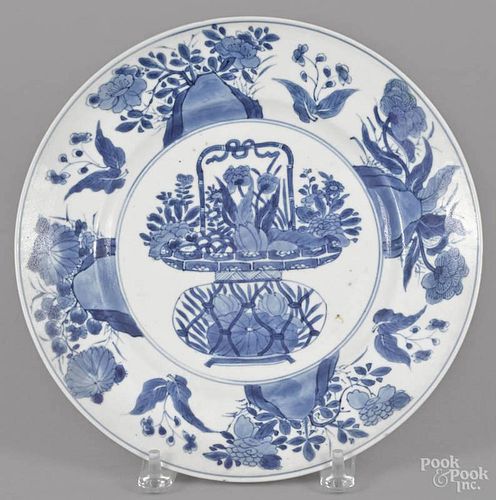 Chinese Kangxi blue and white porcelain plate, 10 3/4'' dia.