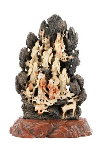 Asian Carved Soapstone Depicting Buddhist Elders