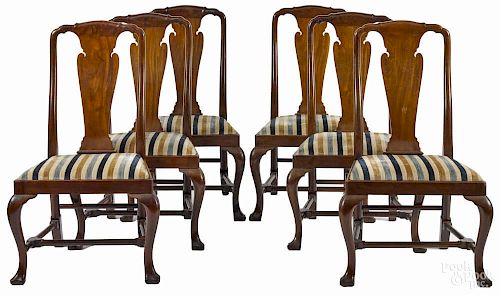 Set of six George II style mahogany dining chairs, early 20th c.