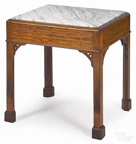 George III style mahogany mixing table, 27'' h., 25'' w., 20'' d.