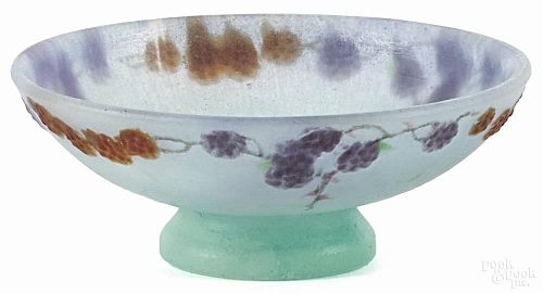 Rousseau pâte de verre bowl with vine decoration, 1 1/2'' h., 3 7/8'' w.
