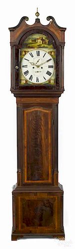 George III mahogany tall case clock, ca. 1800, the eight-day movement signed J. Davis Atbridge
