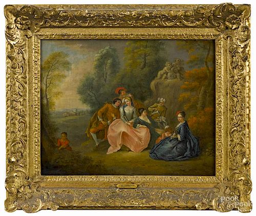 Attributed to Jean Baptiste LePrince (French 1734-1781), pair of oil on canvas courting scenes