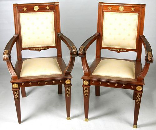 A PAIR OF EARLY 20TH C. NAPOLEON III STYLE FAUTEUILS